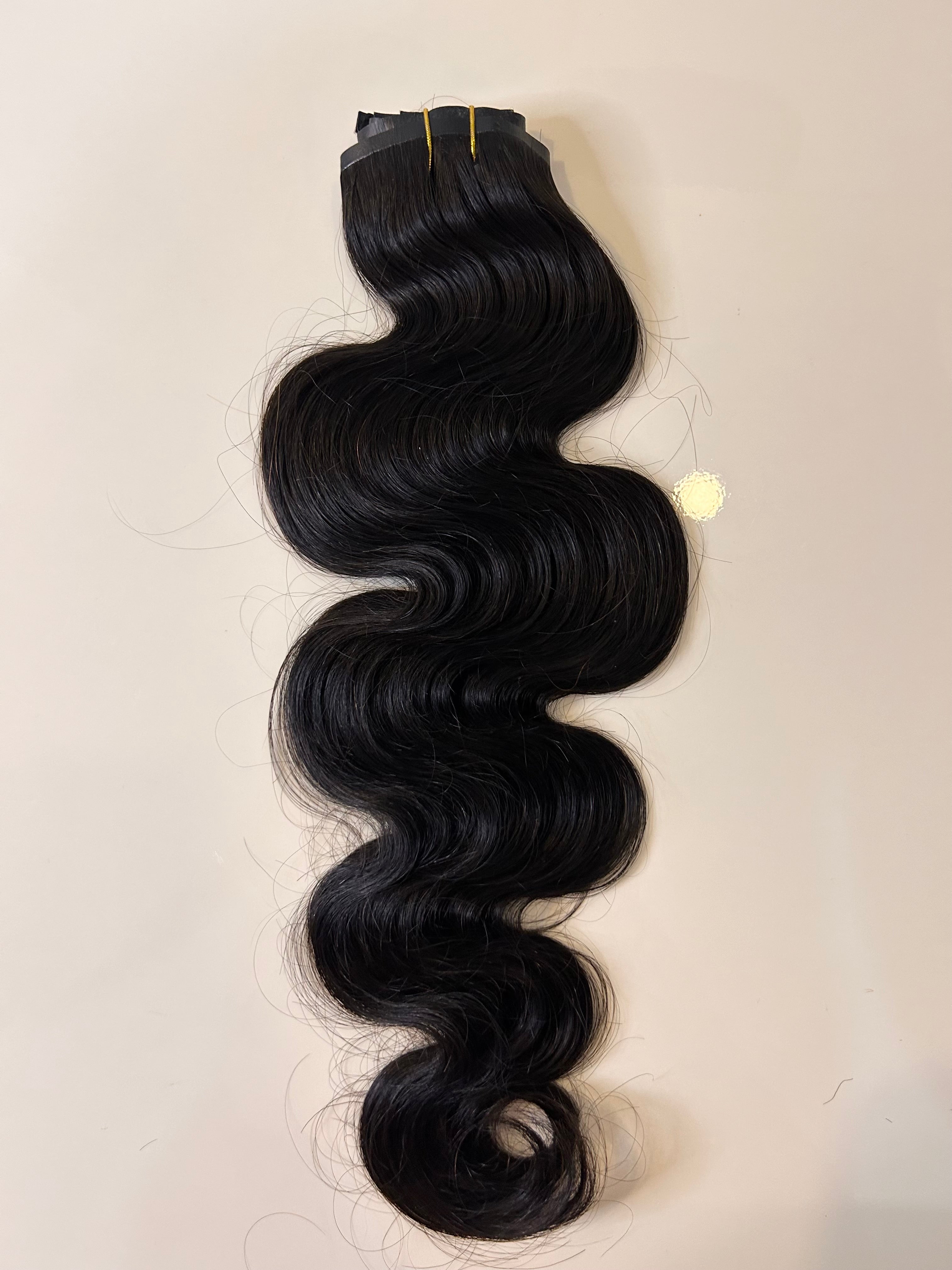 Clip in body wave - %100 Gerçek İnsan Saçı Çıt Çıt Saç Kaynağı – Doğal Dalgalı Siyah Renk
