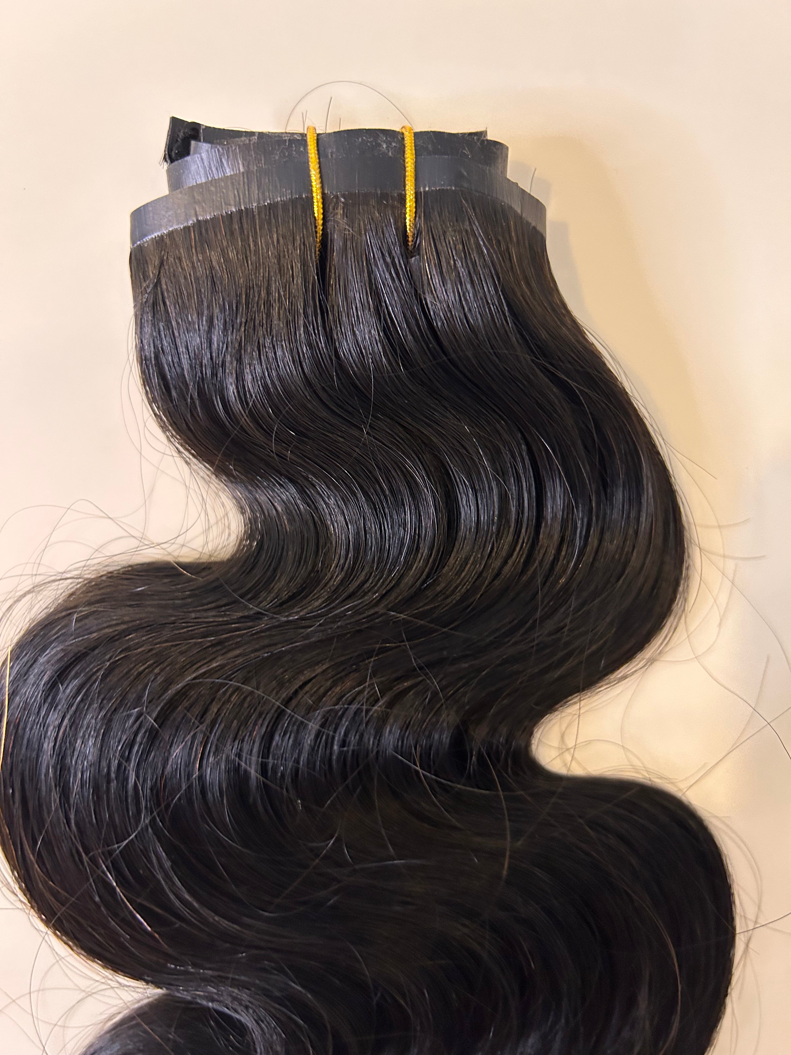 Clip in body wave - %100 Gerçek İnsan Saçı Çıt Çıt Saç Kaynağı – Doğal Dalgalı Siyah Renk 100 Gram
