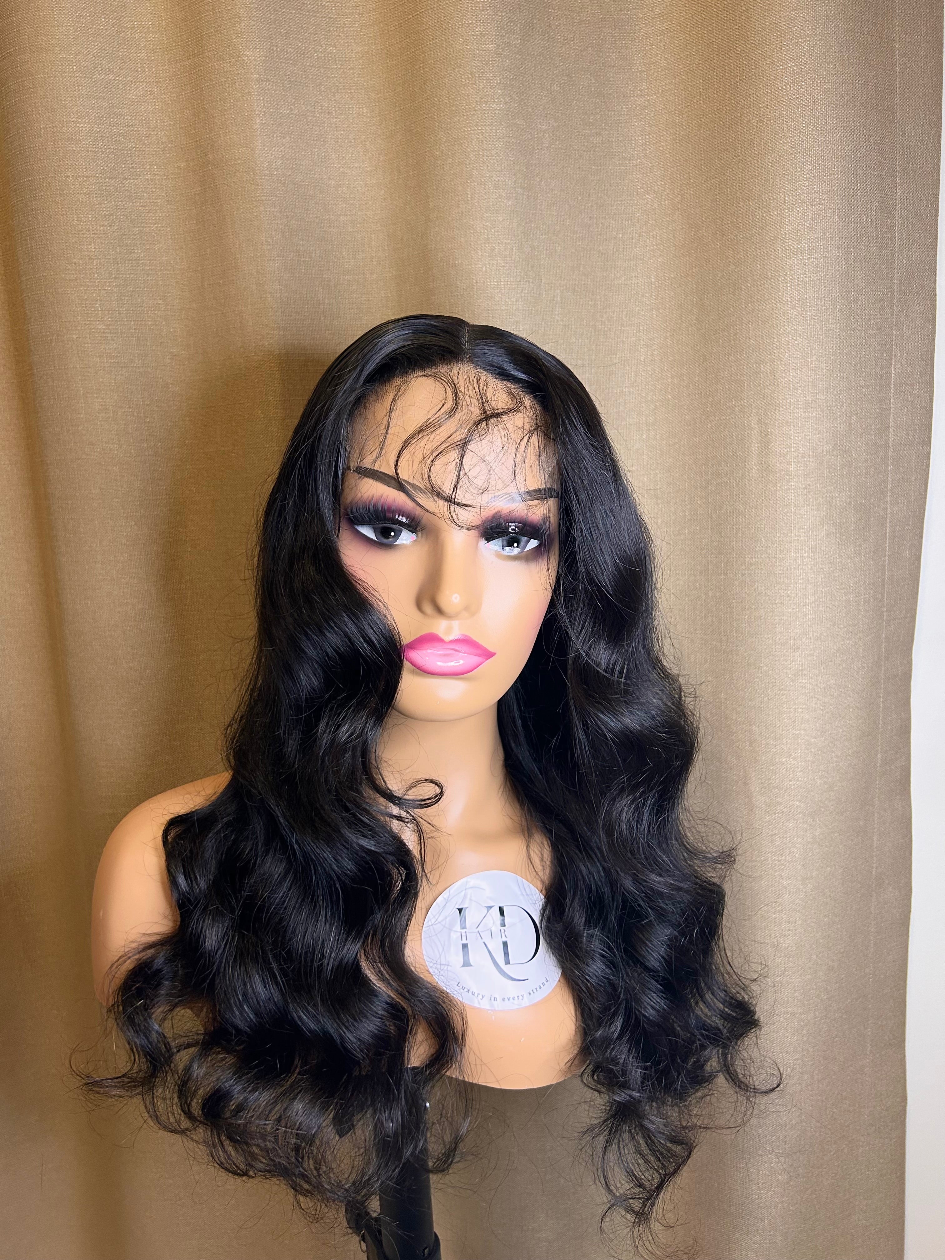 5x5 hd wig body wave - HD Dalgalı Gerçek İnsan Saçı Peruk – Doğal Siyah