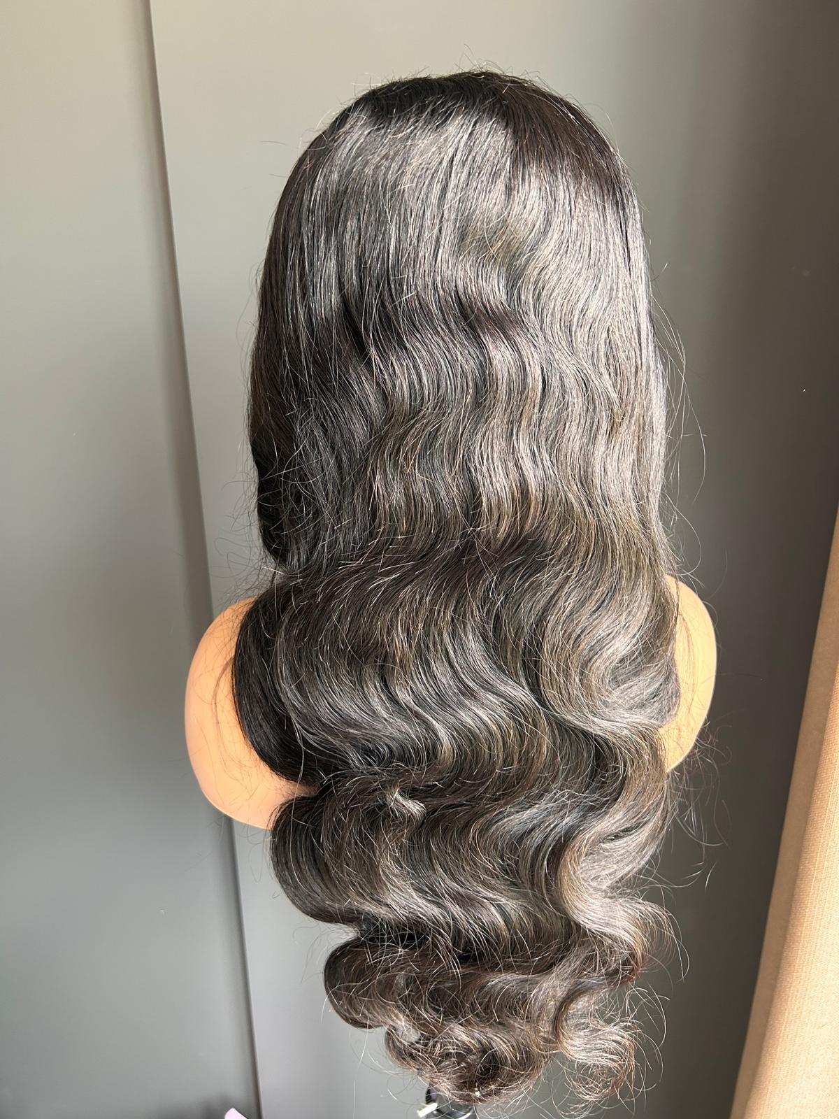 13x6 hd wig body wave - HD Dalgalı Gerçek İnsan Saçı Peruk – Doğal Siyah