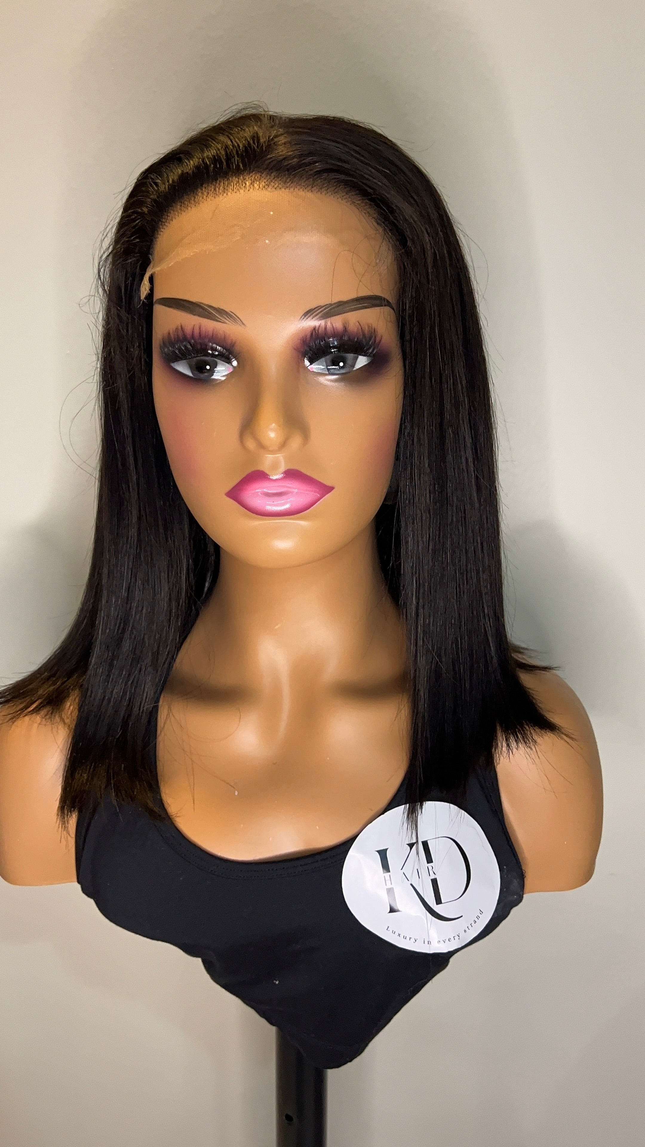 Straight Bob Wig 5x5 HD - 5x5 HD Dantel Kısa Düz Bob Peruk %100 Gerçek İnsan Saçı Doğal Siyah 200 gram