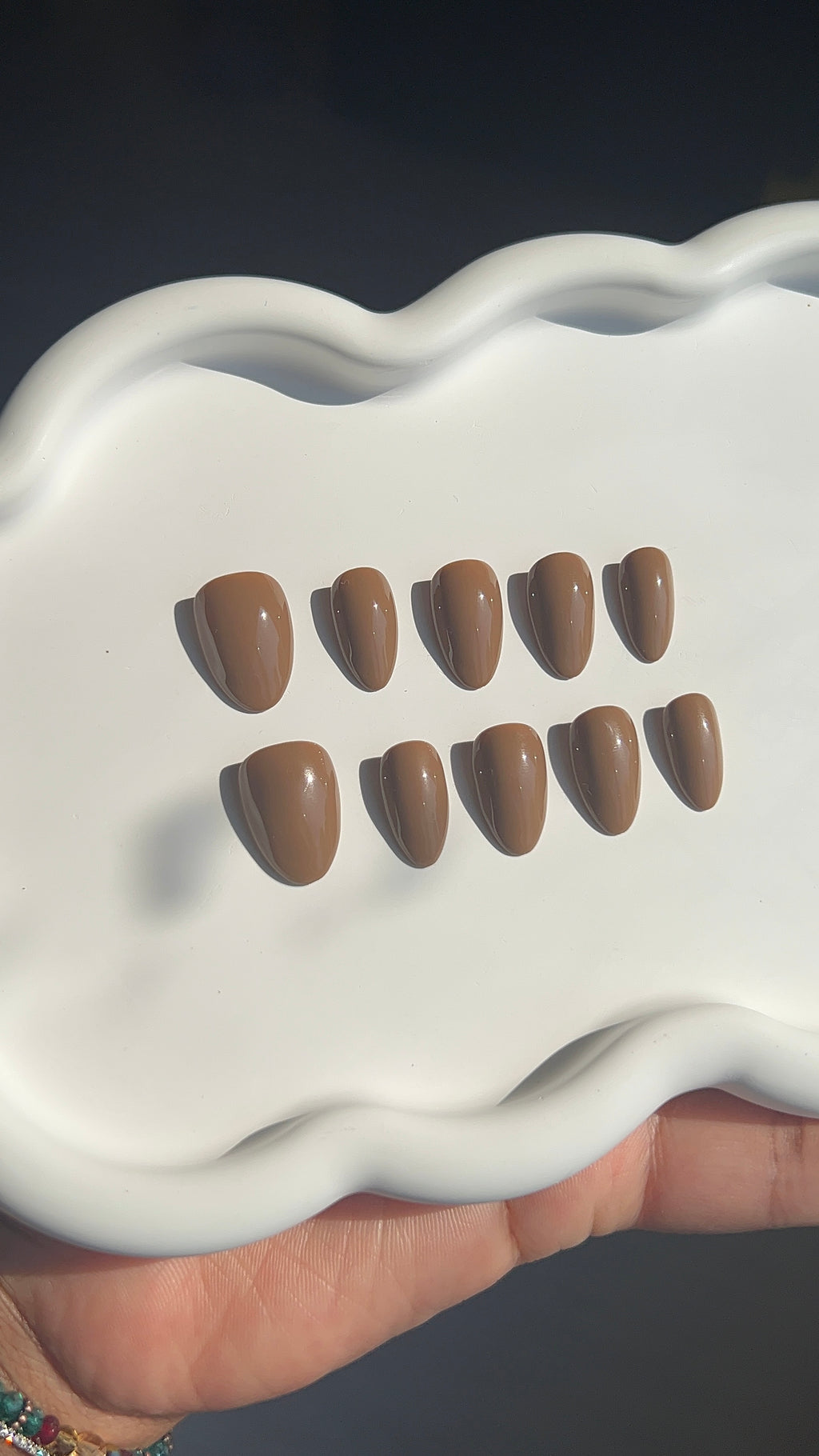 Jel Takma Tırnak - Milk chocolate Kısa Almond 10'lu