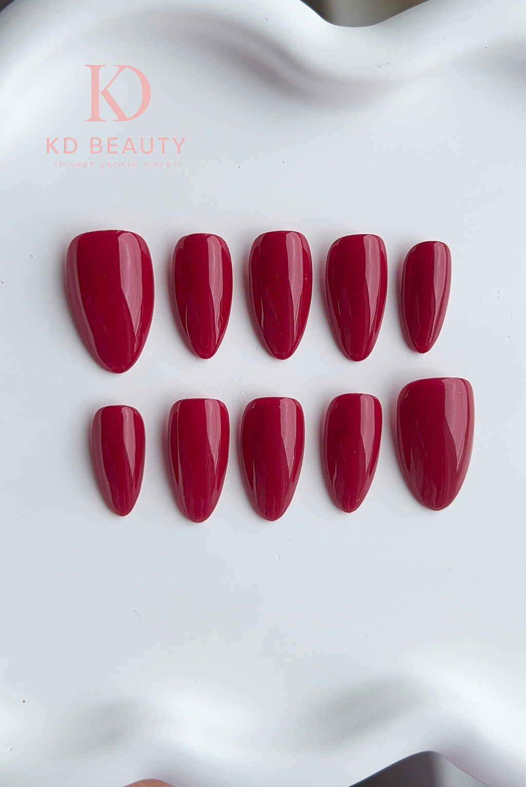 Jel Takma Tırnak - Wine Red Almond Orta 10'lu