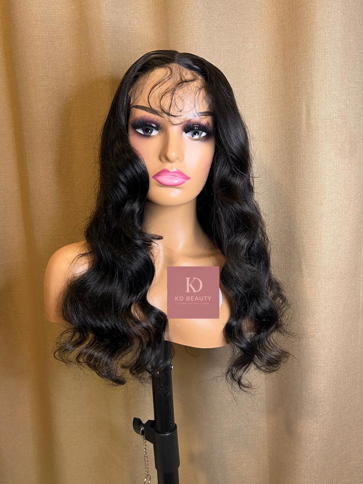 5x5 hd wig body wave - HD Dalgalı Gerçek İnsan Saçı Peruk – Doğal Siyah 280 gram