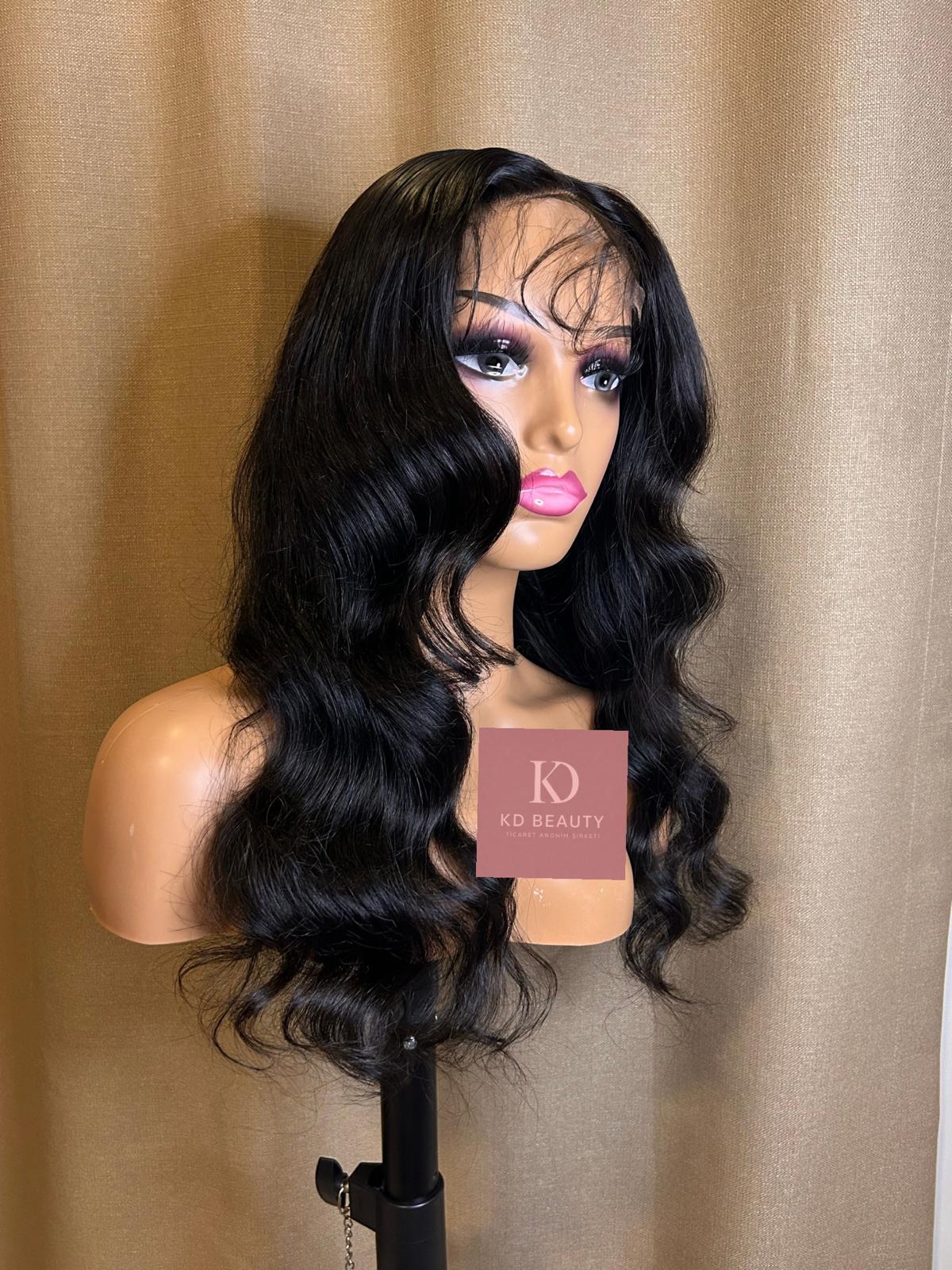 5x5 hd wig body wave - HD Dalgalı Gerçek İnsan Saçı Peruk – Doğal Siyah 280 gram